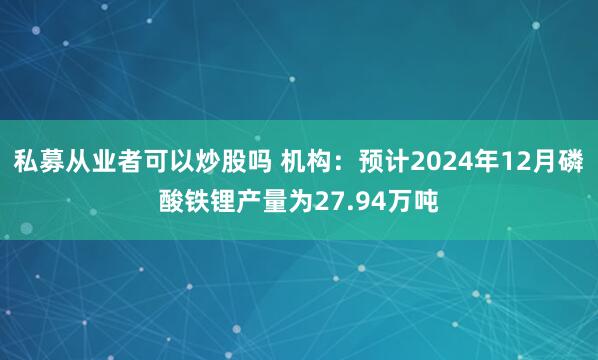 私募从业者可以炒股吗 机构：预计2024年12月磷酸铁锂产量为27.94万吨