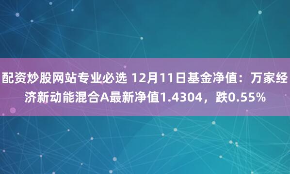 配资炒股网站专业必选 12月11日基金净值：万家经济新动能混合A最新净值1.4304，跌0.55%