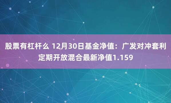 股票有杠杆么 12月30日基金净值：广发对冲套利定期开放混合最新净值1.159