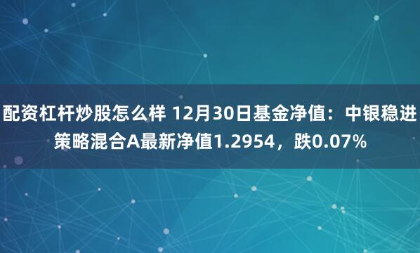 配资杠杆炒股怎么样 12月30日基金净值：中银稳进策略混合A最新净值1.2954，跌0.07%